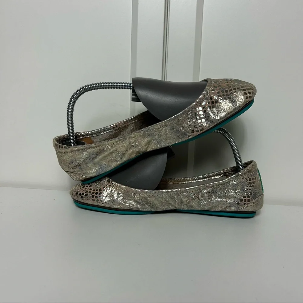 Tieks romantic blush Metallic silver Ballet Flats